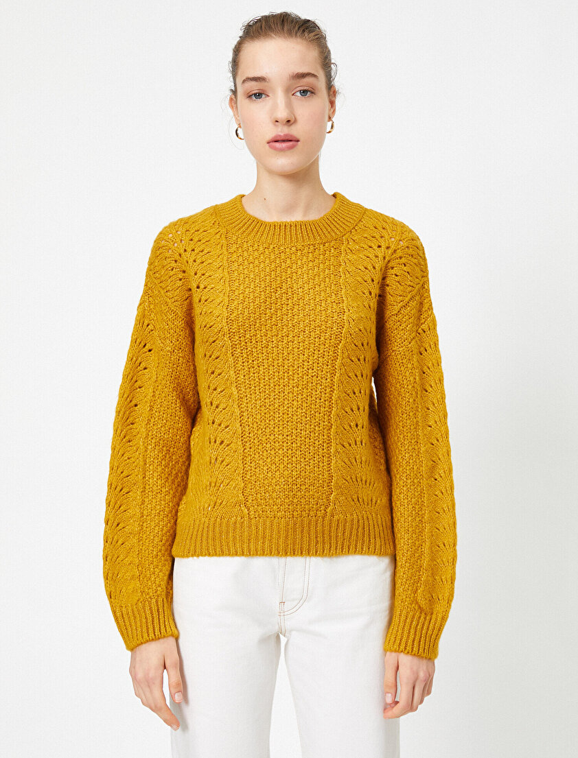 Bisiklet Yaka Ajurlu Triko Kazak 