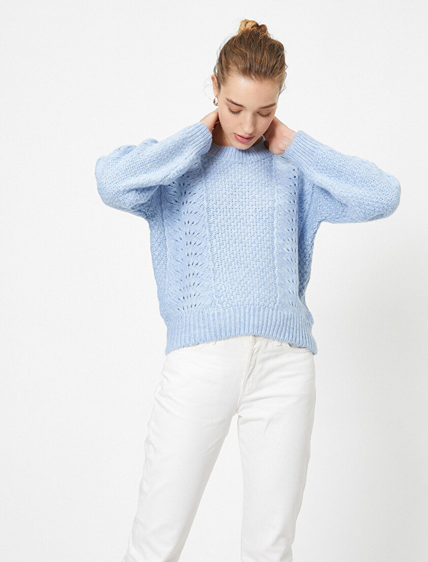 Bisiklet Yaka Ajurlu Triko Kazak 