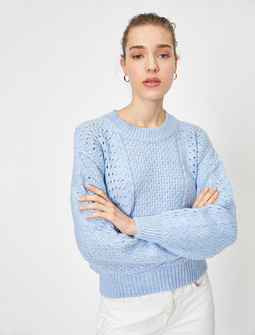 Bisiklet Yaka Ajurlu Triko Kazak 