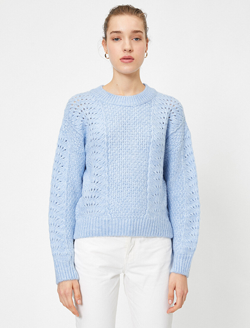 Bisiklet Yaka Ajurlu Triko Kazak 