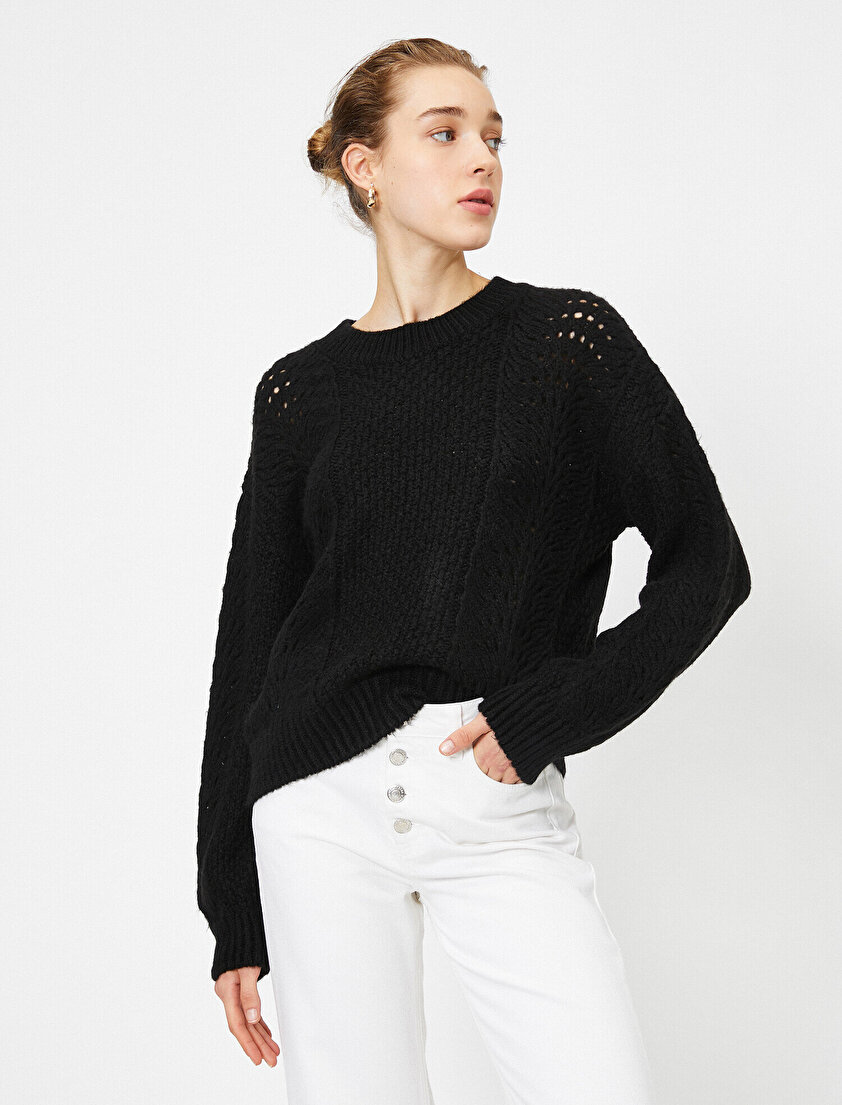 Bisiklet Yaka Ajurlu Triko Kazak 