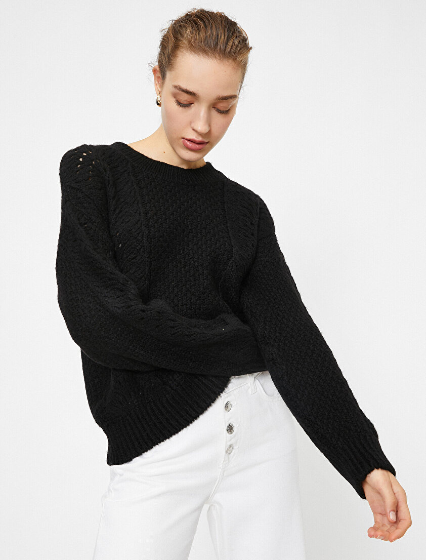 Bisiklet Yaka Ajurlu Triko Kazak 