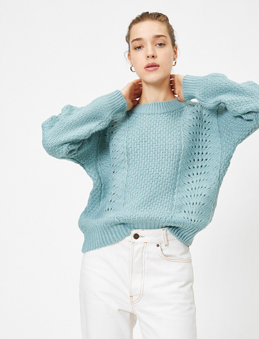 Bisiklet Yaka Ajurlu Triko Kazak 