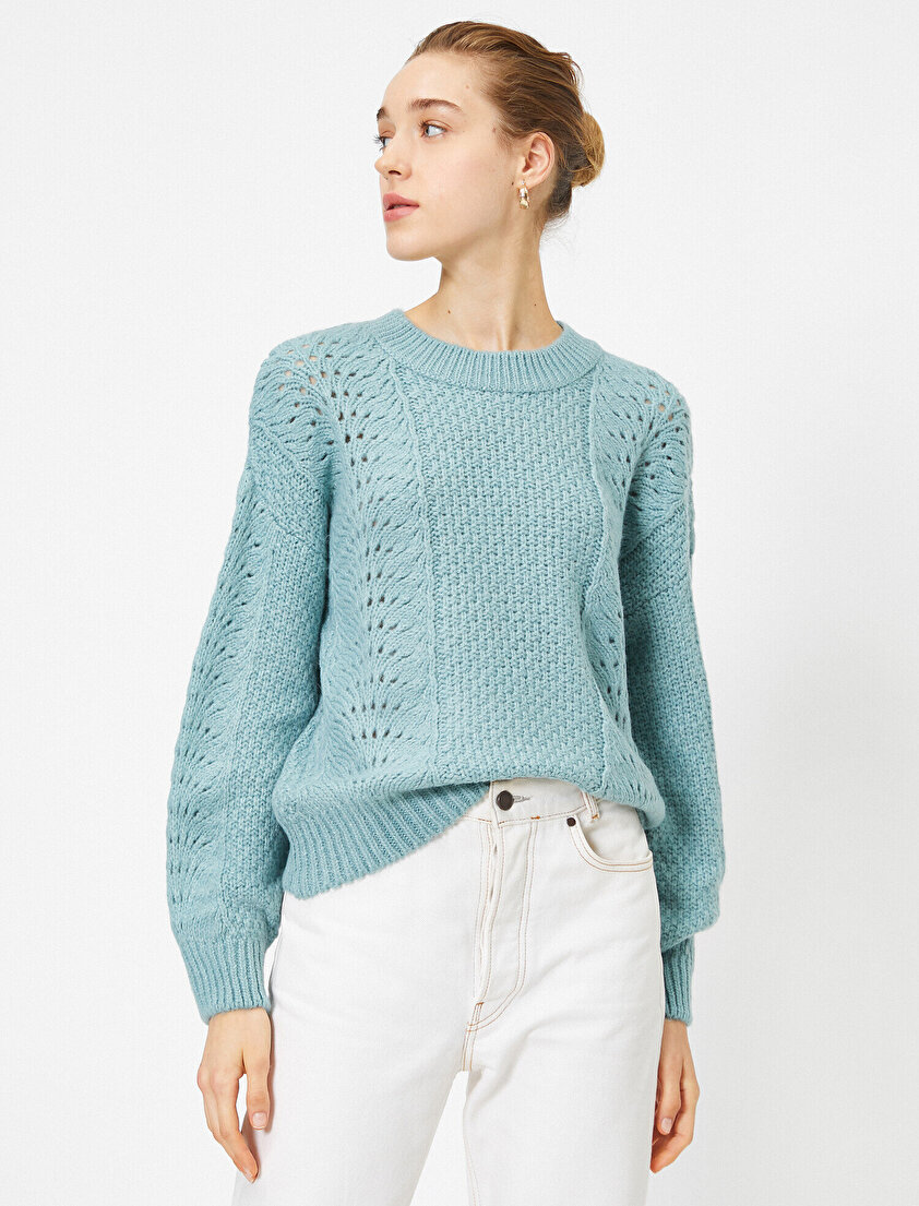 Bisiklet Yaka Ajurlu Triko Kazak 