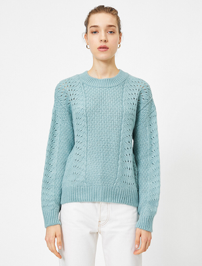 Bisiklet Yaka Ajurlu Triko Kazak 