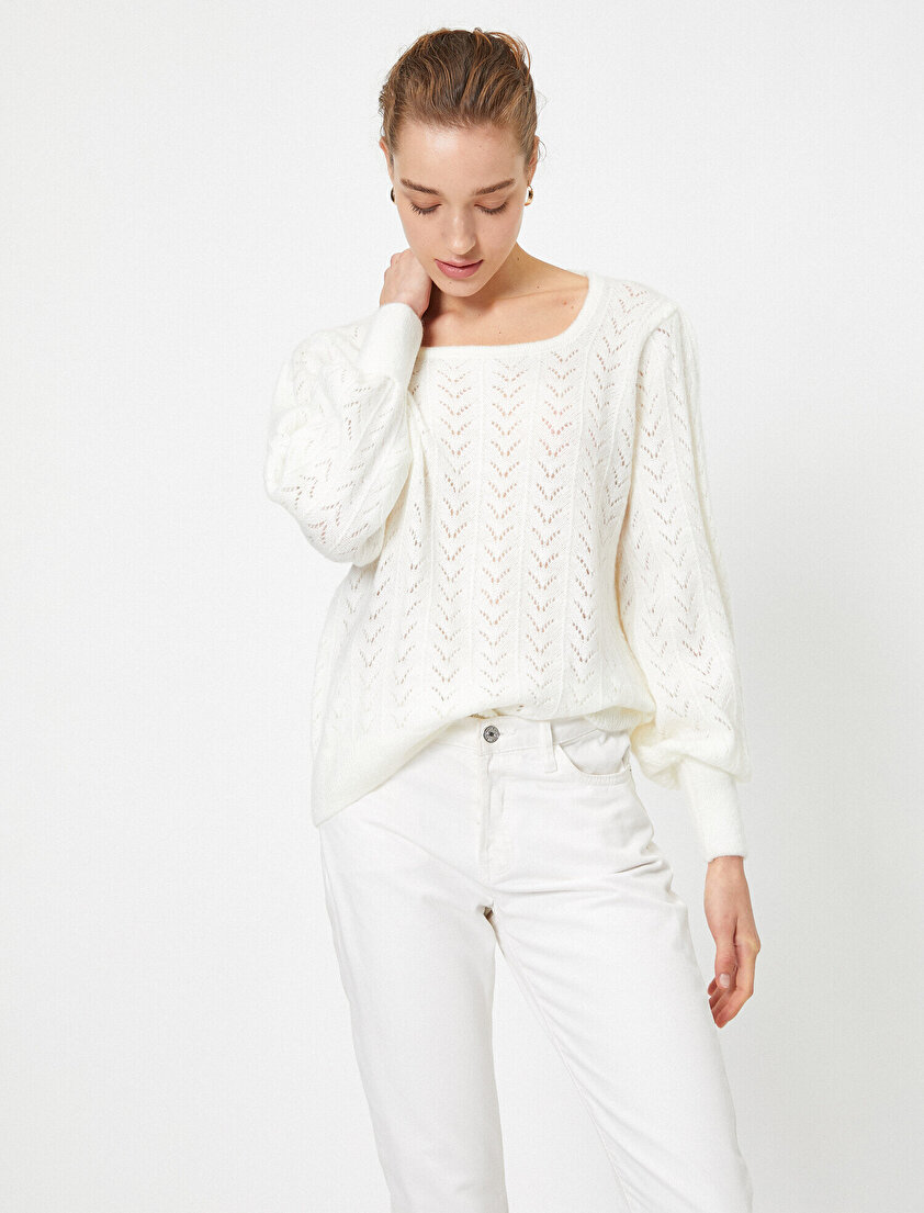 Bisiklet Yaka Ajurlu Triko Kazak 