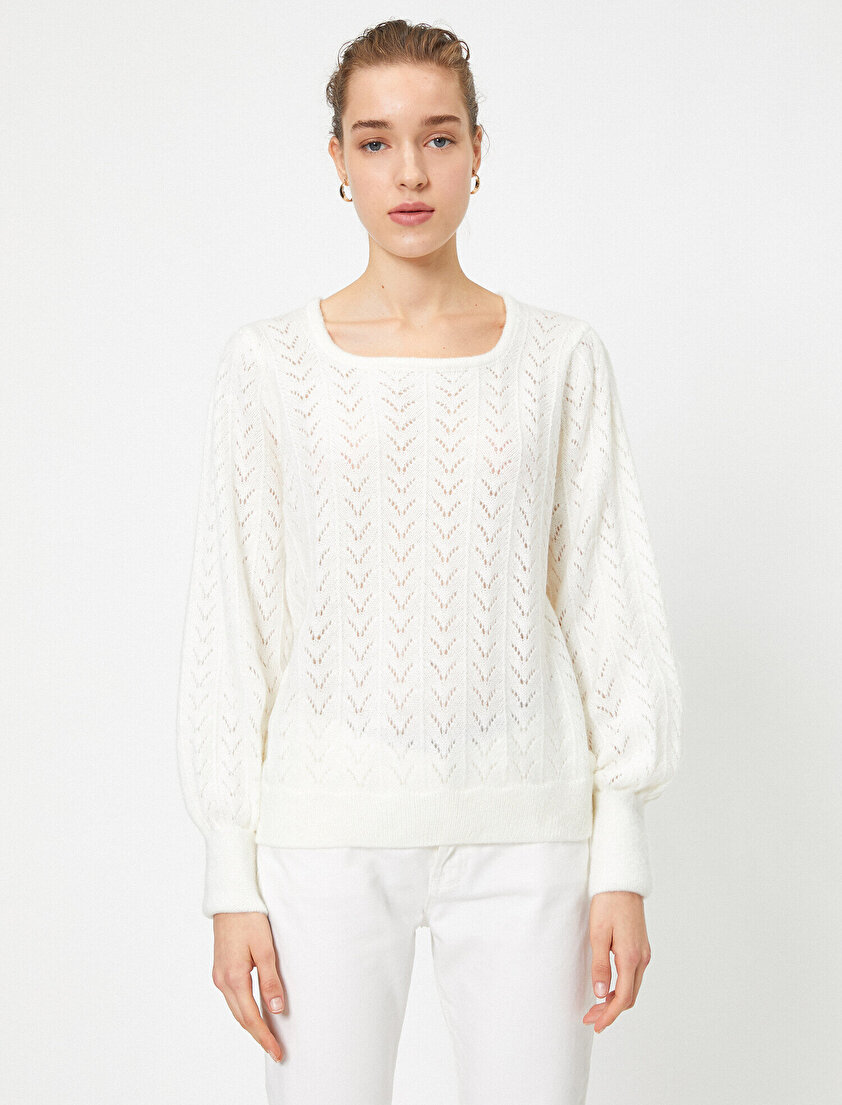 Bisiklet Yaka Ajurlu Triko Kazak 