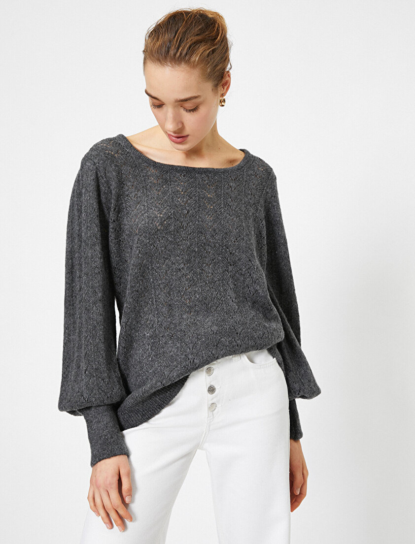 Bisiklet Yaka Ajurlu Triko Kazak 