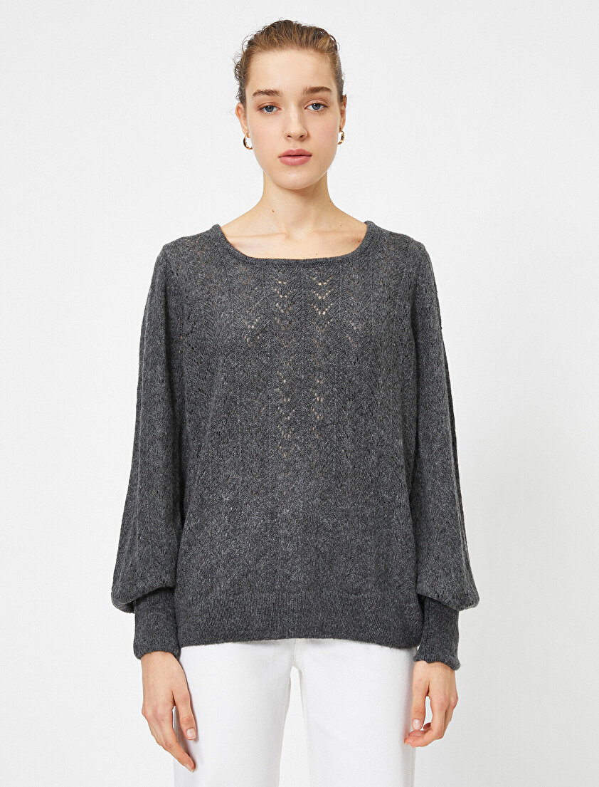 Bisiklet Yaka Ajurlu Triko Kazak 