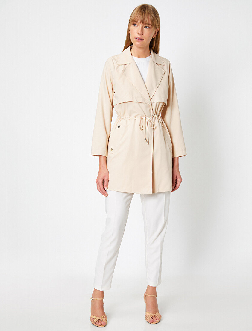 Kemerli Cepli Gabardin Trençkot