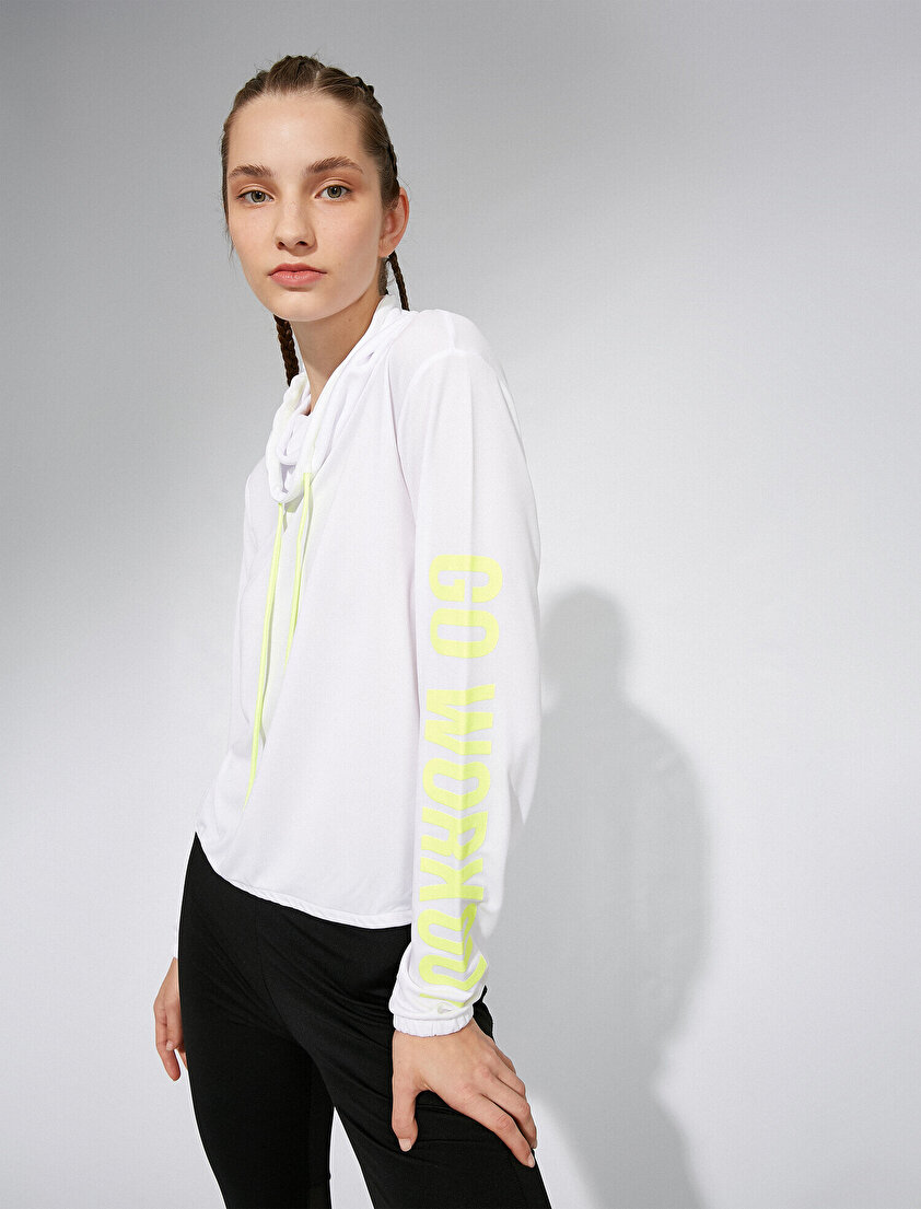 Slogan Baskılı Şal Yaka Sweatshirt