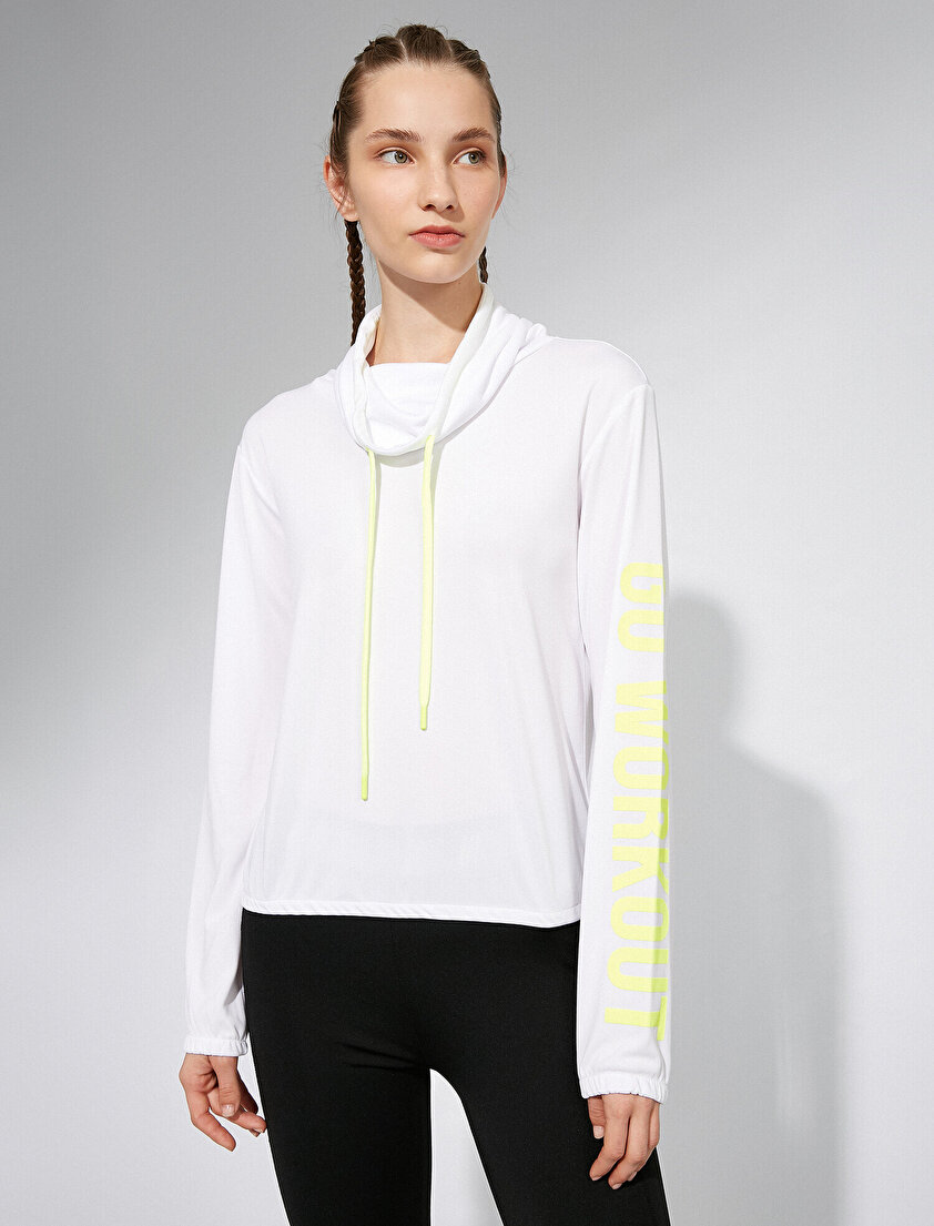 Slogan Baskılı Şal Yaka Sweatshirt