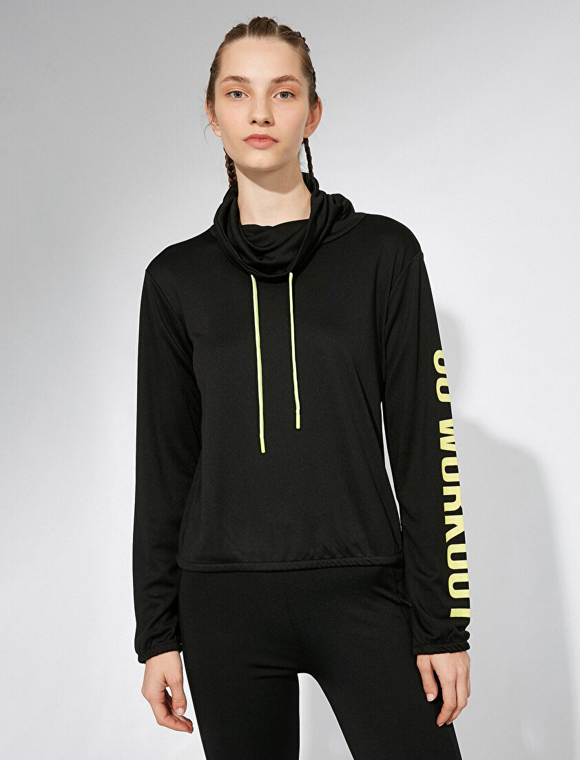 Slogan Baskılı Şal Yaka Sweatshirt