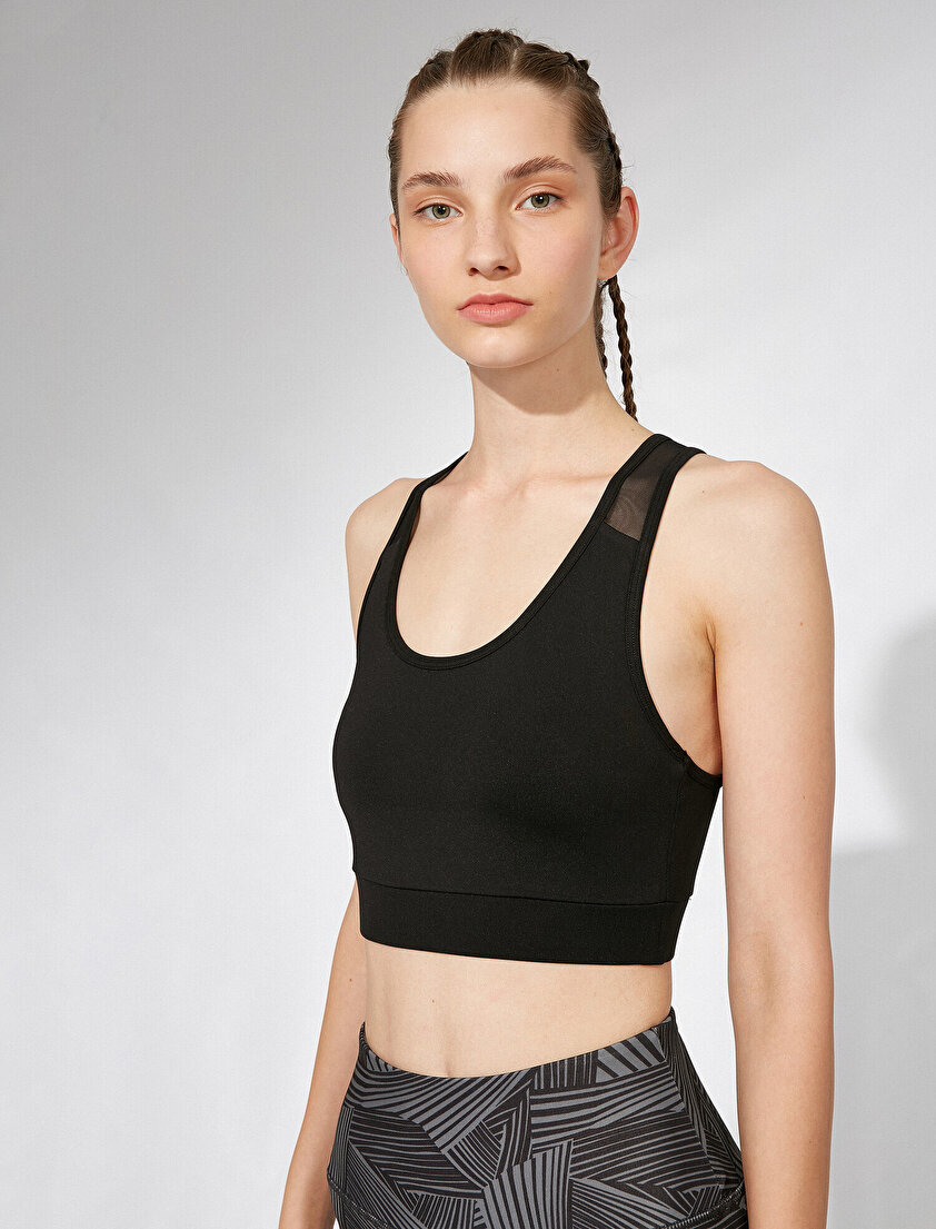 Tül Detaylı Spor Sütyeni