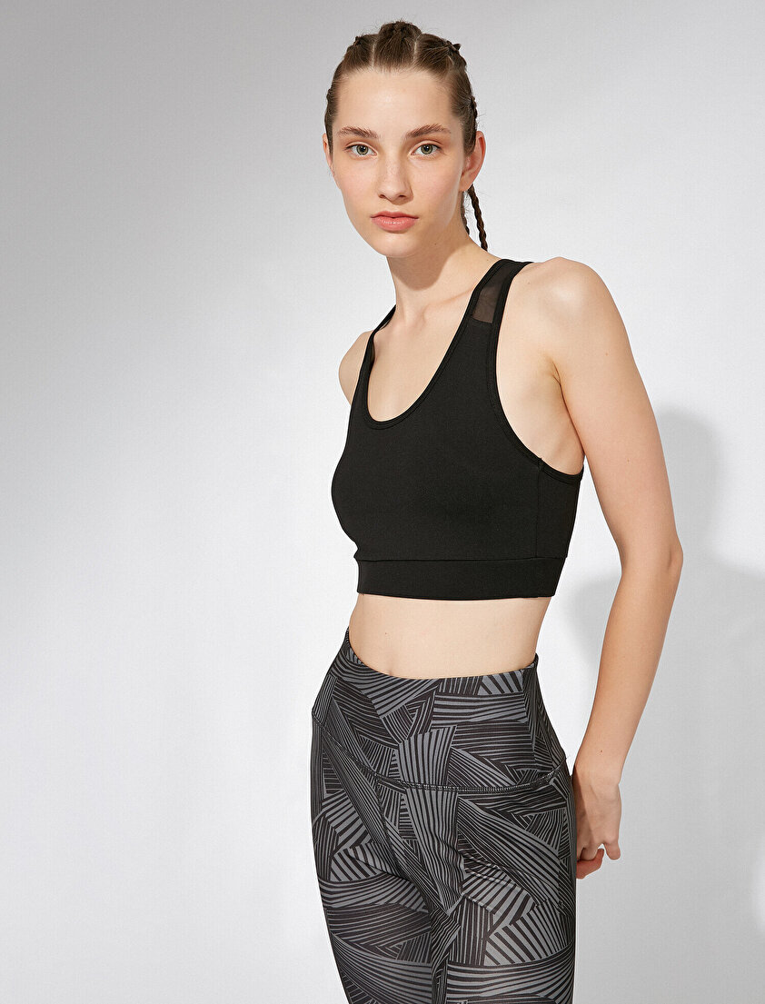 Tül Detaylı Spor Sütyeni