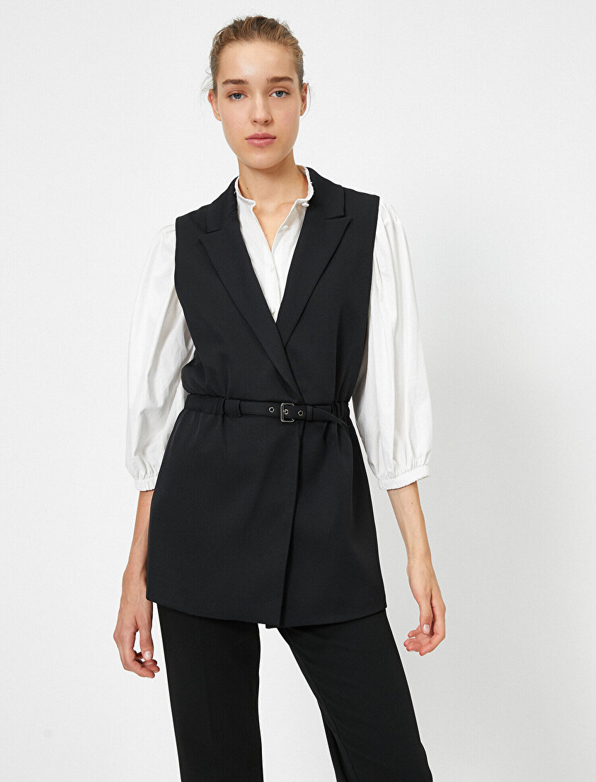 Gömlek Yaka Kemerli Yelek