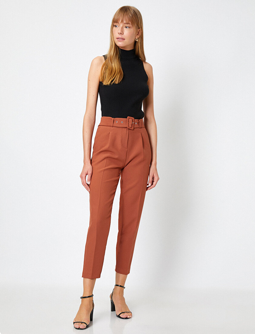 Kemerli Crop Pantolon