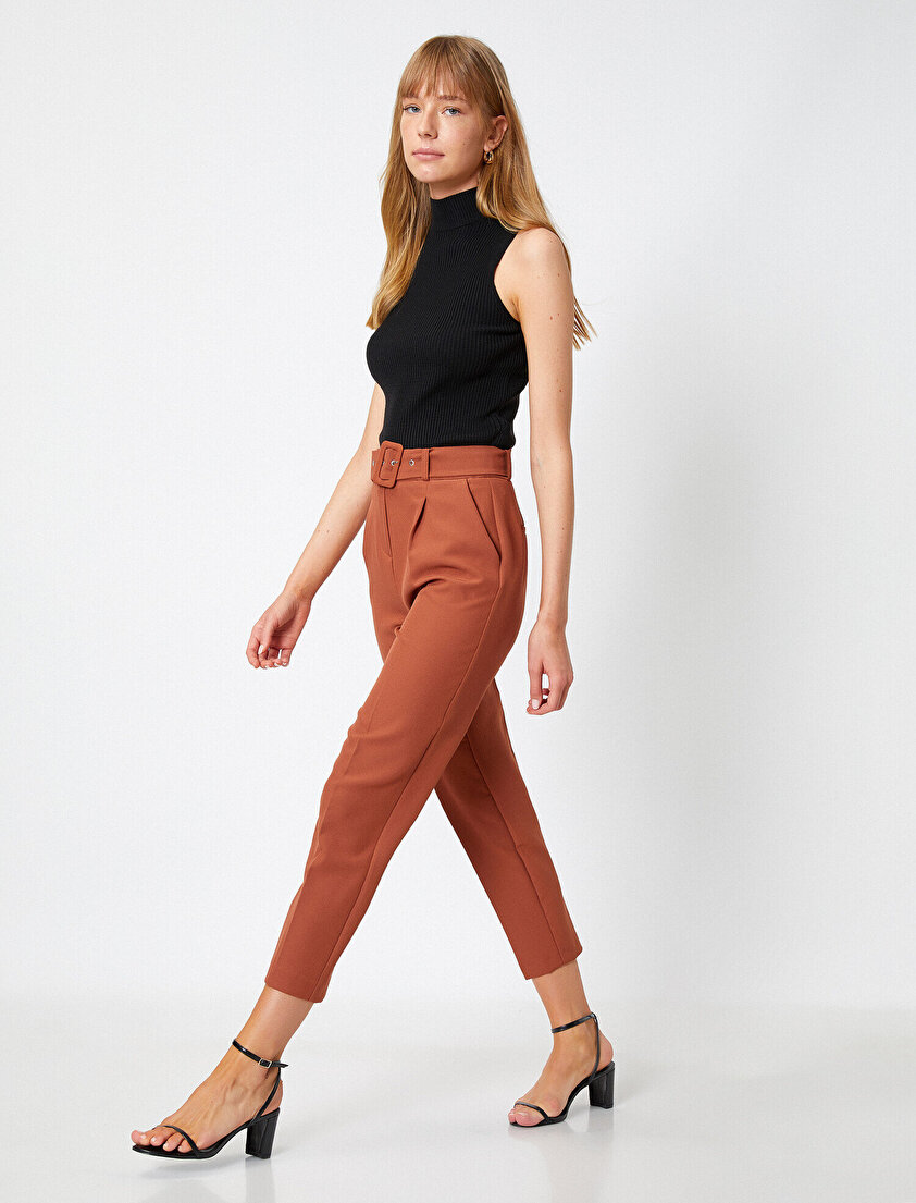 Kemerli Crop Pantolon