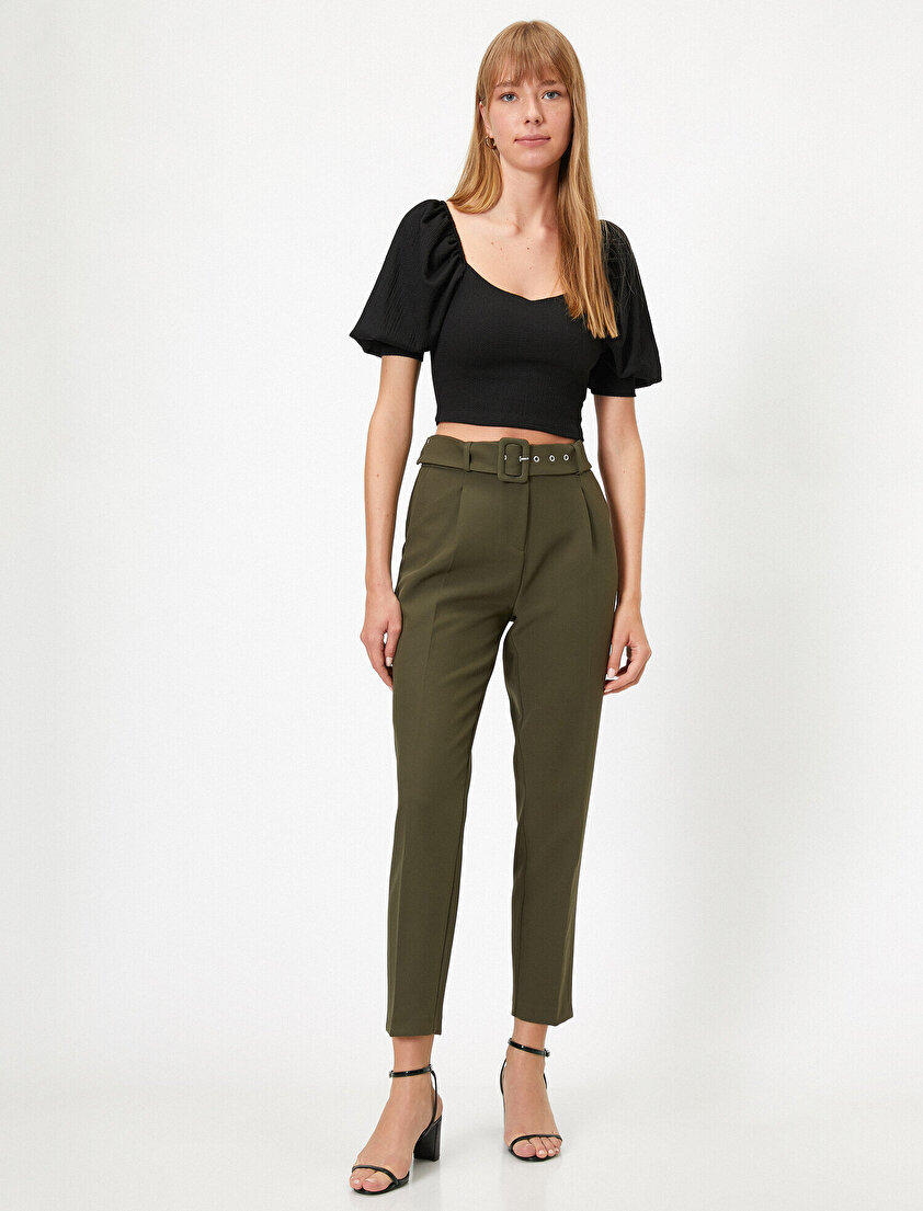 Kemerli Crop Pantolon