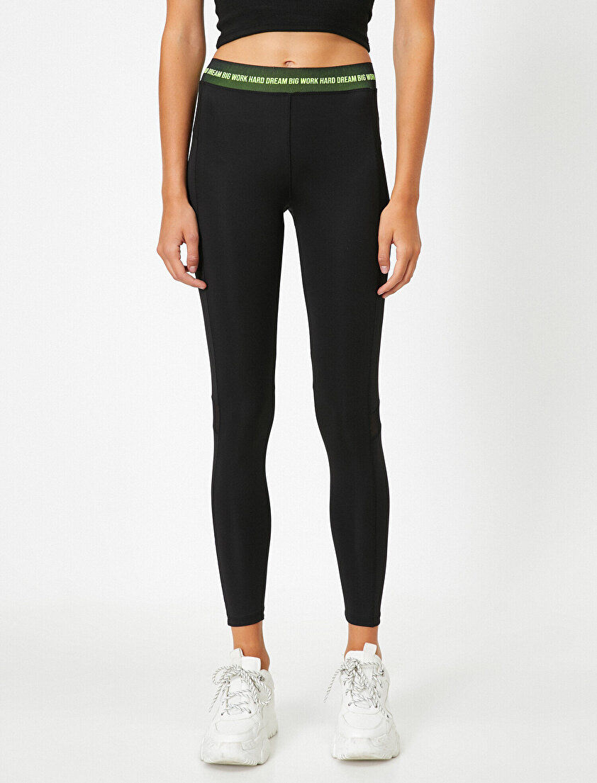 Slogan Baskılı Tayt