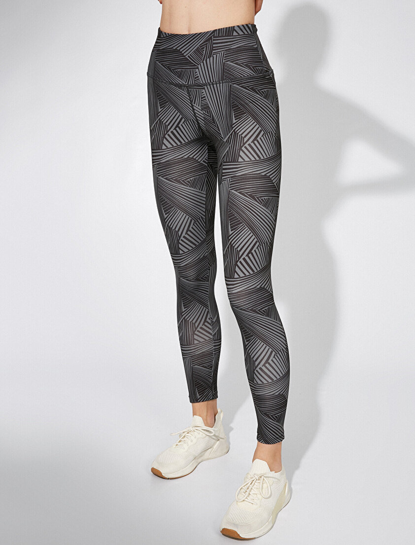 Baskılı Yüksek Bel Tayt