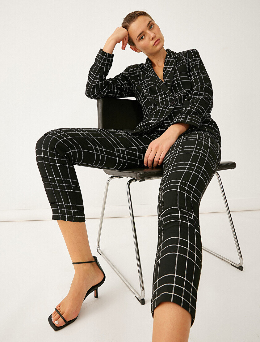 Kare Desenli Pantolon