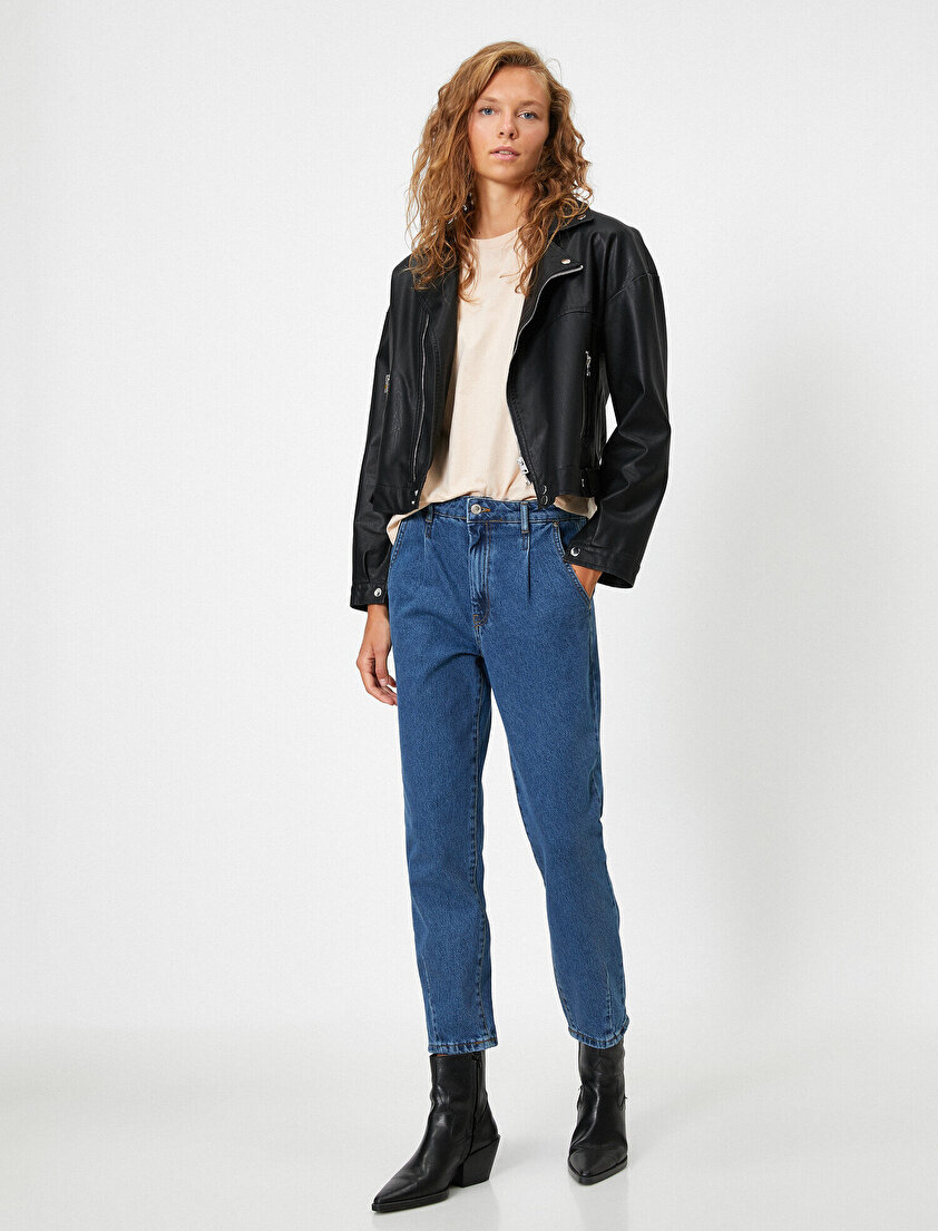 Pamuklu Yüksek Bel Mom Jeans