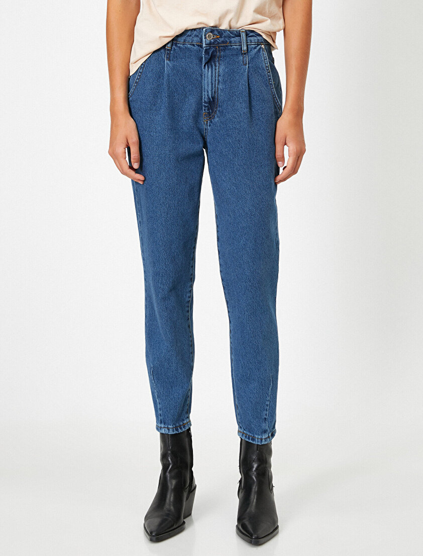 Pamuklu Yüksek Bel Mom Jeans