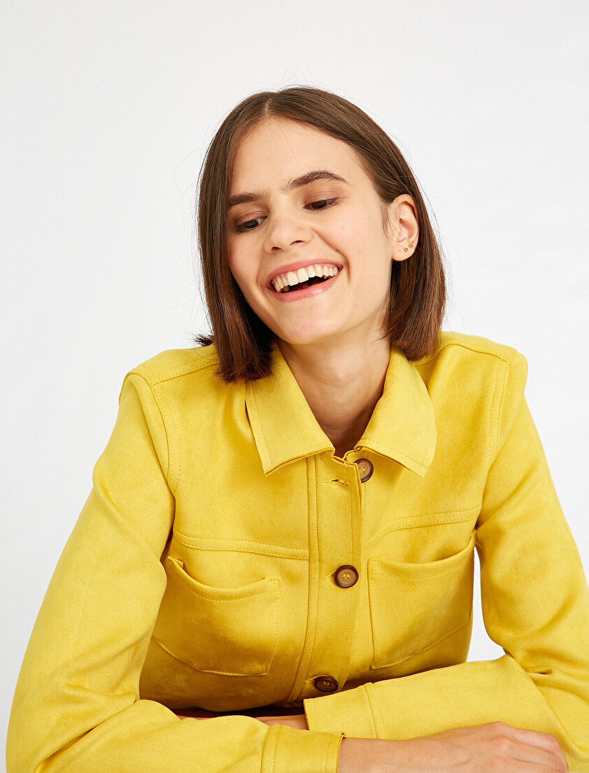 Cepli Süet Crop Ceket