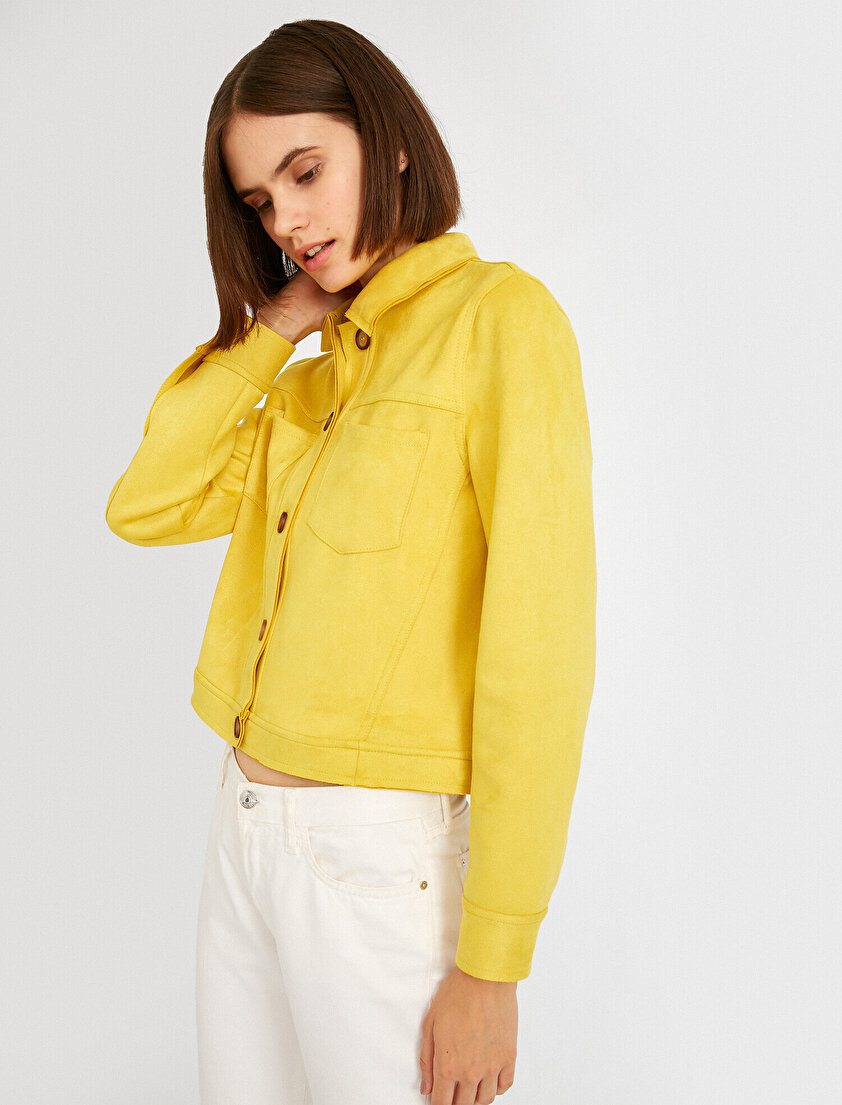 Cepli Süet Crop Ceket