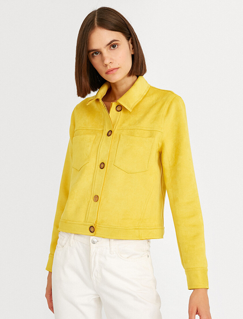 Cepli Süet Crop Ceket