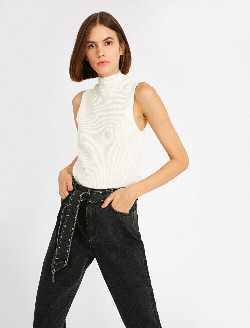 Balıkçı Yaka Kolsuz Basic Kazak