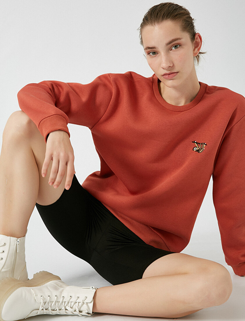 Bisiklet Yaka Uzun Kollu Sweatshirt