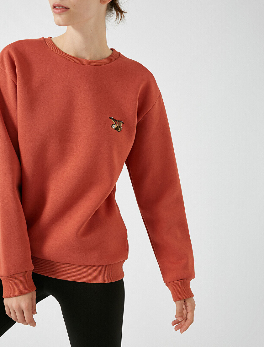 Bisiklet Yaka Uzun Kollu Sweatshirt