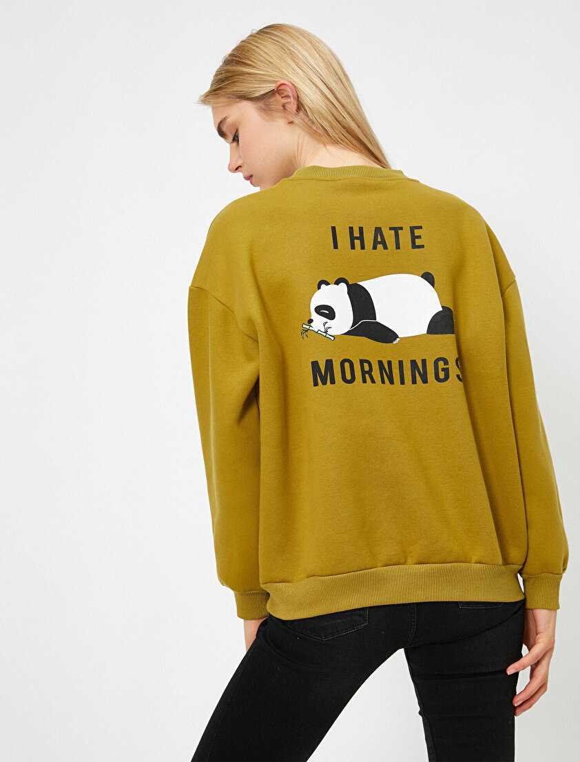 Uzun Kollu Hayvan Baskılı Sweatshirt