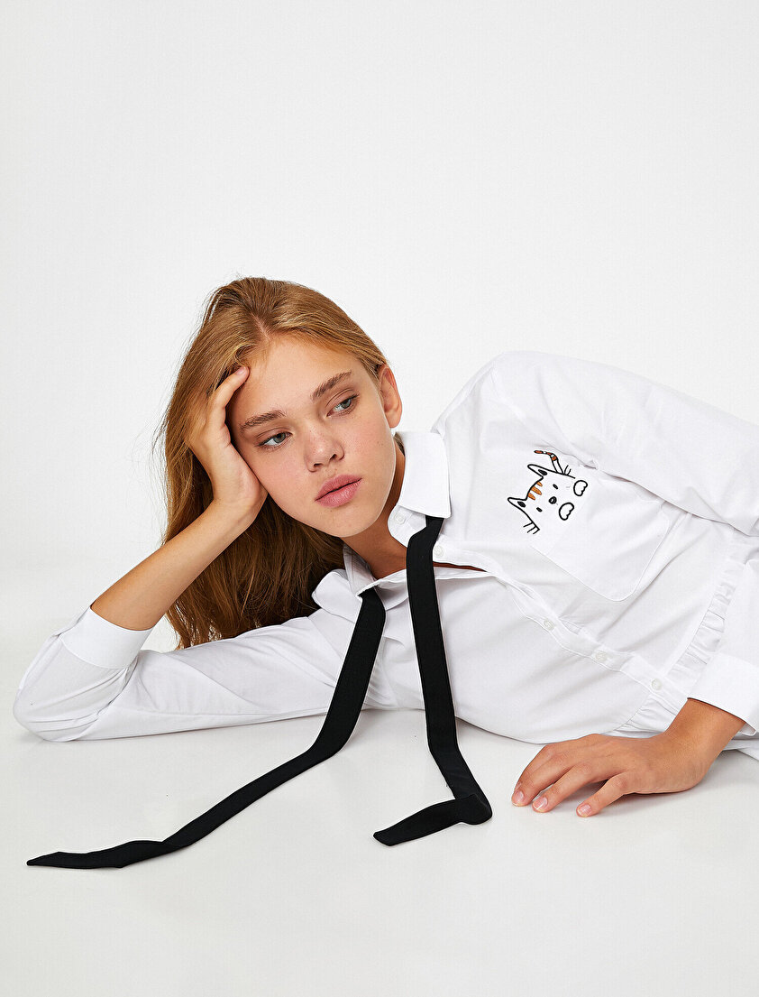 %100 Pamuk Uzun Kollu Hayvan Baskılı Gömlek