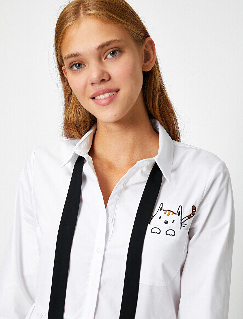 %100 Pamuk Uzun Kollu Hayvan Baskılı Gömlek