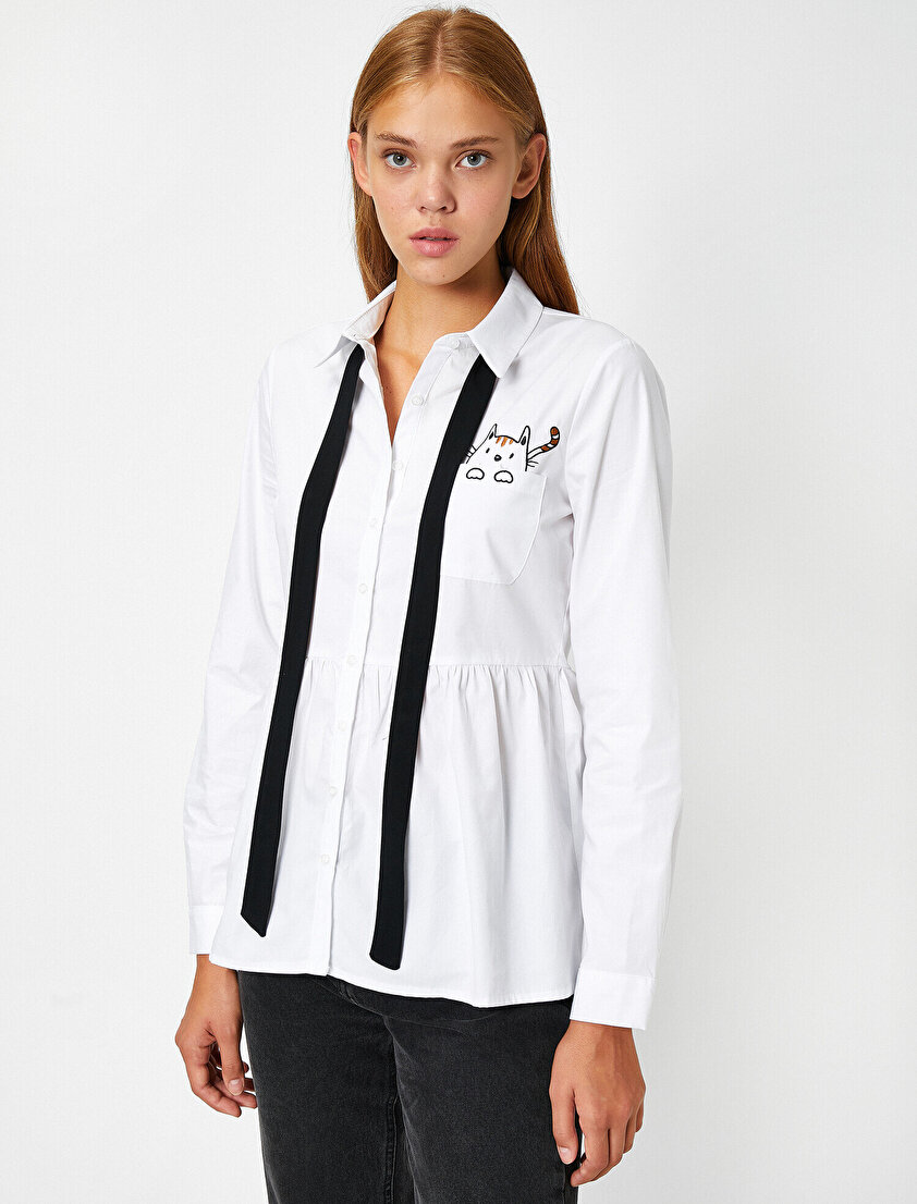 %100 Pamuk Uzun Kollu Hayvan Baskılı Gömlek