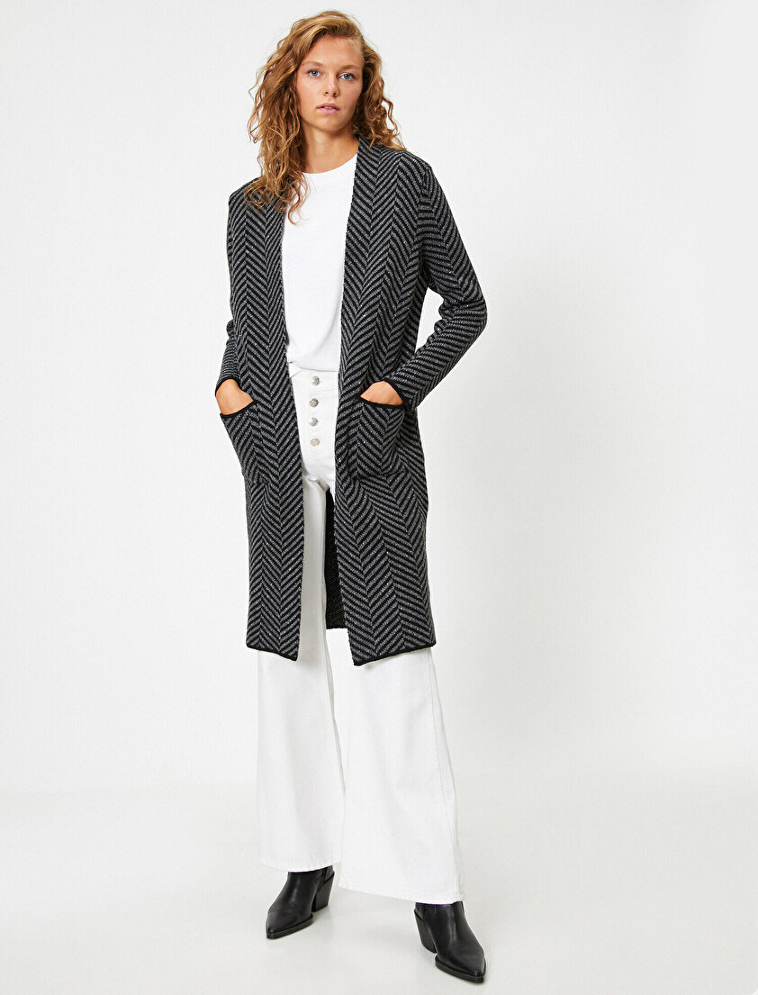 Uzun Kollu Şal Yaka Uzun Hırka