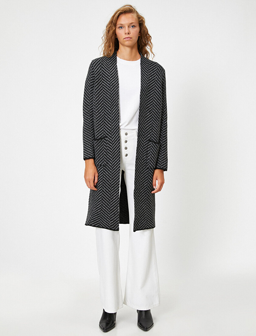 Uzun Kollu Şal Yaka Uzun Hırka