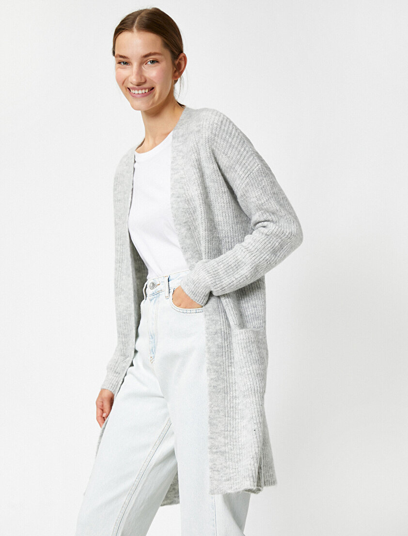 Uzun Kollu Cepli Hırka