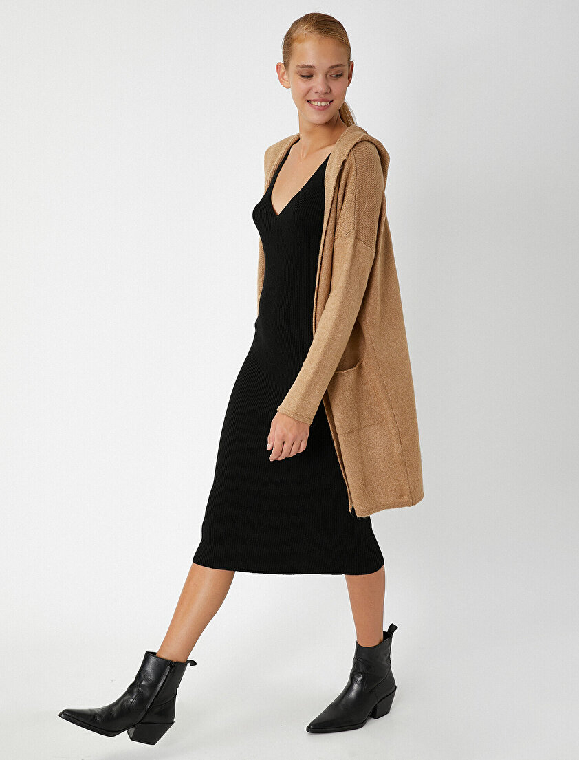 Kapüşonlu Cepli Hırka