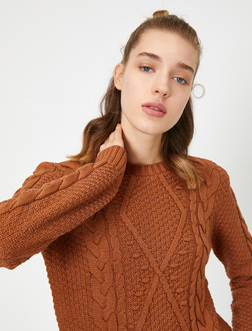 Örgülü Bisiklet Yaka Kazak