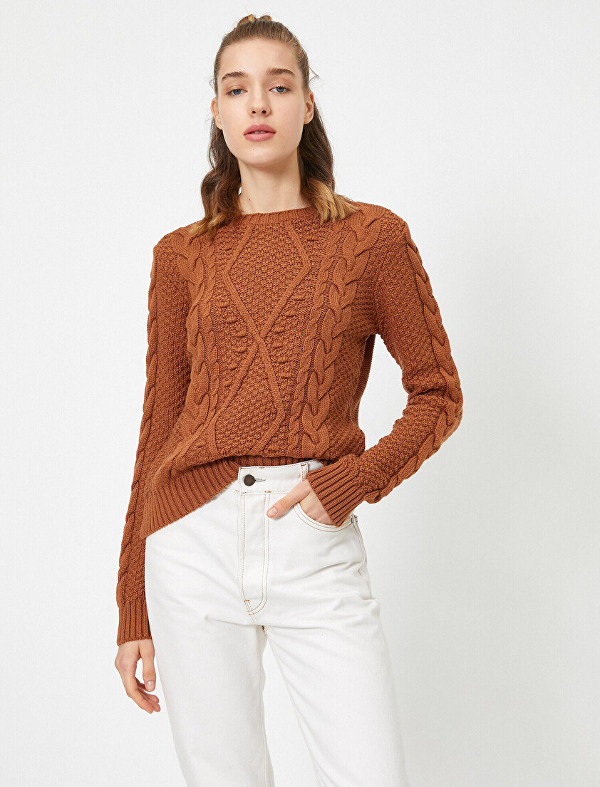 Örgülü Bisiklet Yaka Kazak