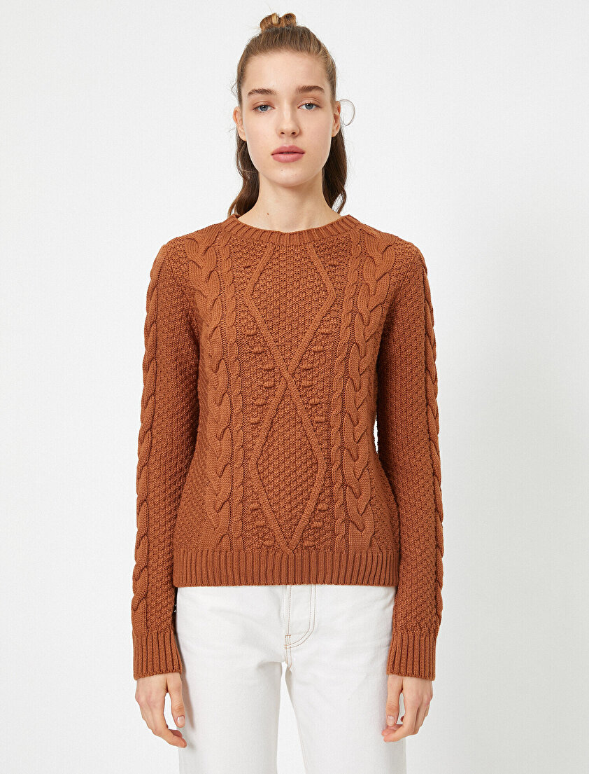 Örgülü Bisiklet Yaka Kazak