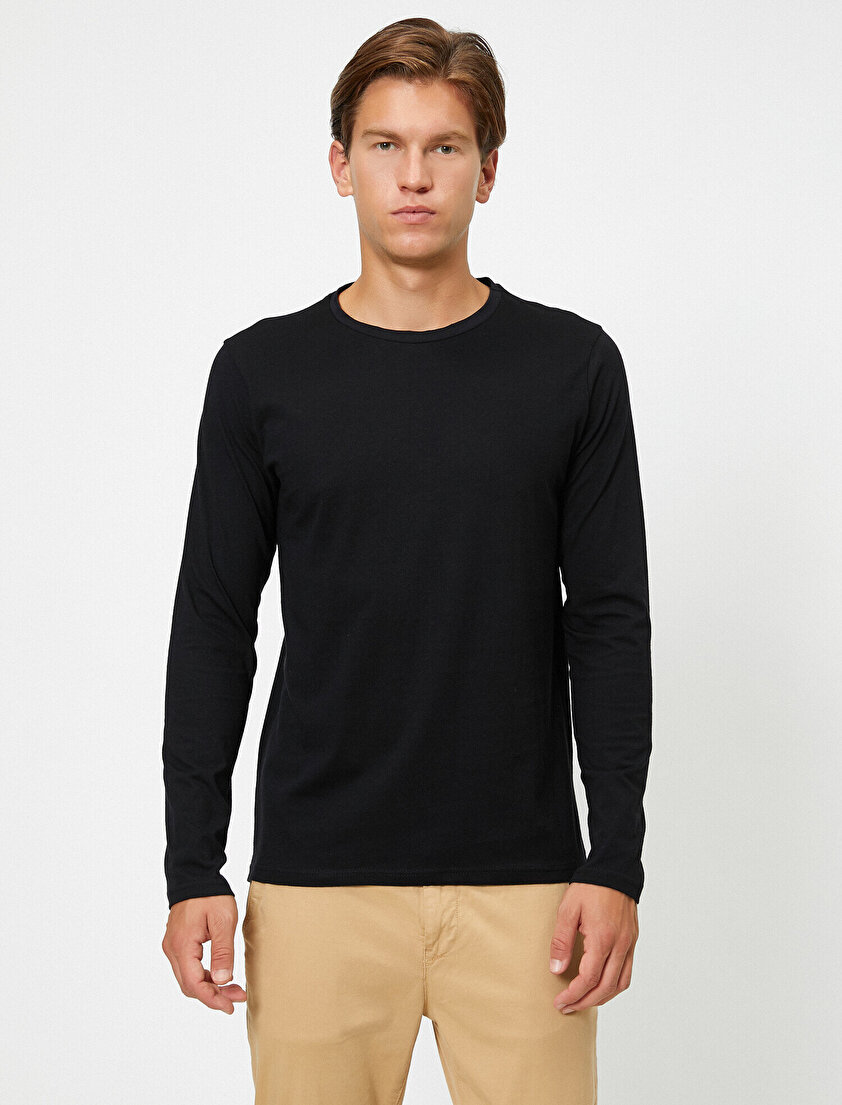 Bisiklet Yaka Uzun Kollu Basic Tişört