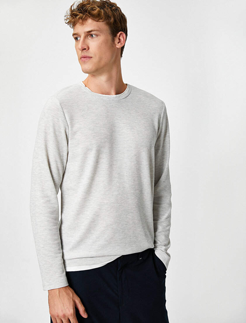 Bisiklet Yaka Uzun Kollu Tişört