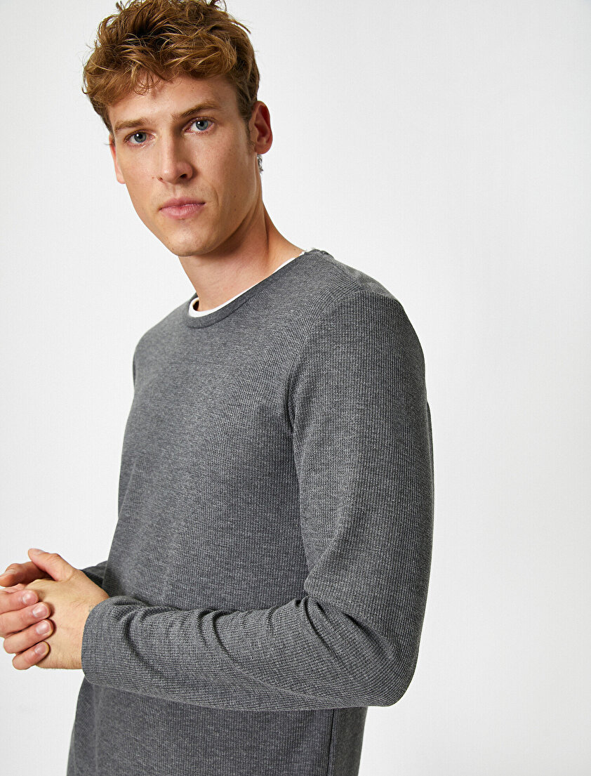 Bisiklet Yaka Uzun Kollu Tişört