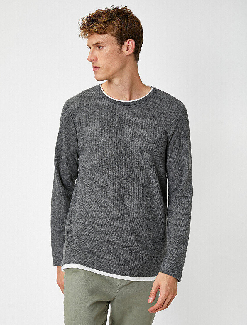 Bisiklet Yaka Uzun Kollu Tişört