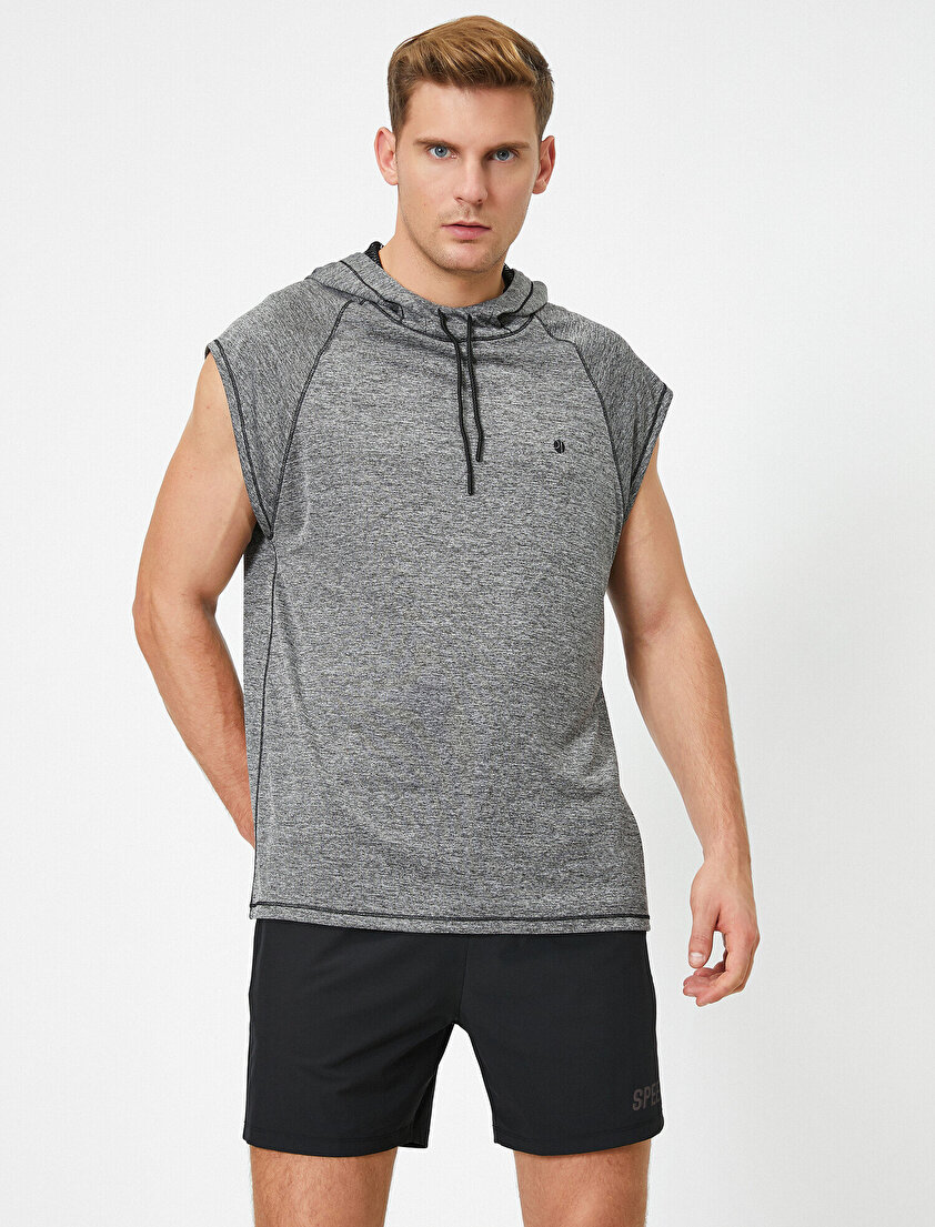Kapüşonlu Kolsuz Sweatshirt